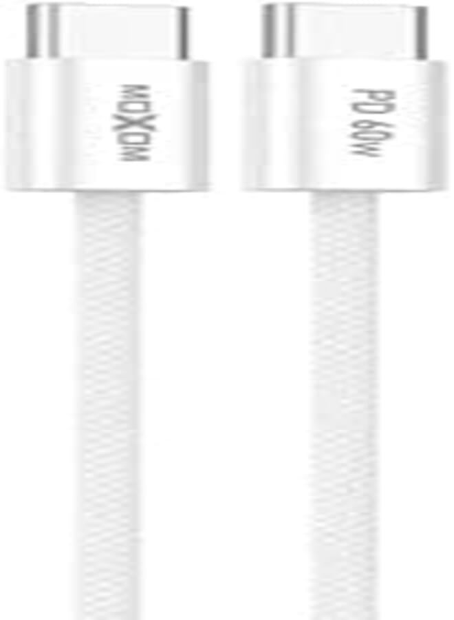 MOXOM MX-CB308 Type-C to Type-C Charging Data Cable With Efficient Transfer And Smart Design For Multi Device 1 Meter Length 60W - Grey